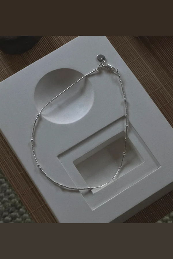 Sea + Pattern Sterling Beaded Necklace 15.5"