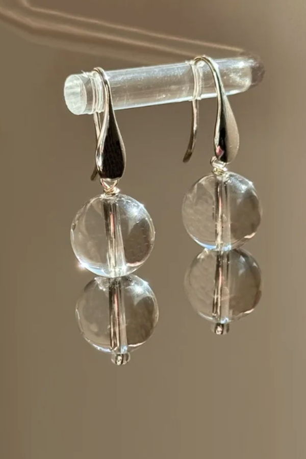 Sea + Pattern Teardrop Quartz Earrings