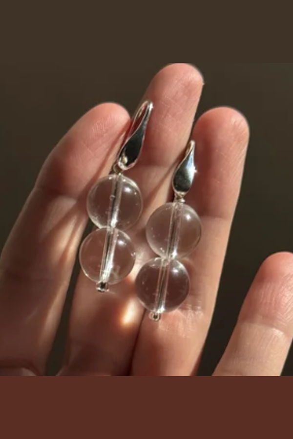 Sea + Pattern Teardrop Quartz Earrings