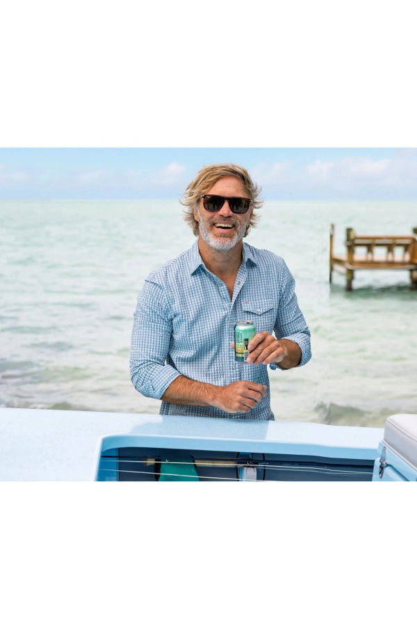 Criquet Performance Pearl Snap Button Down Shirt - Gingham Seersucker/Blue