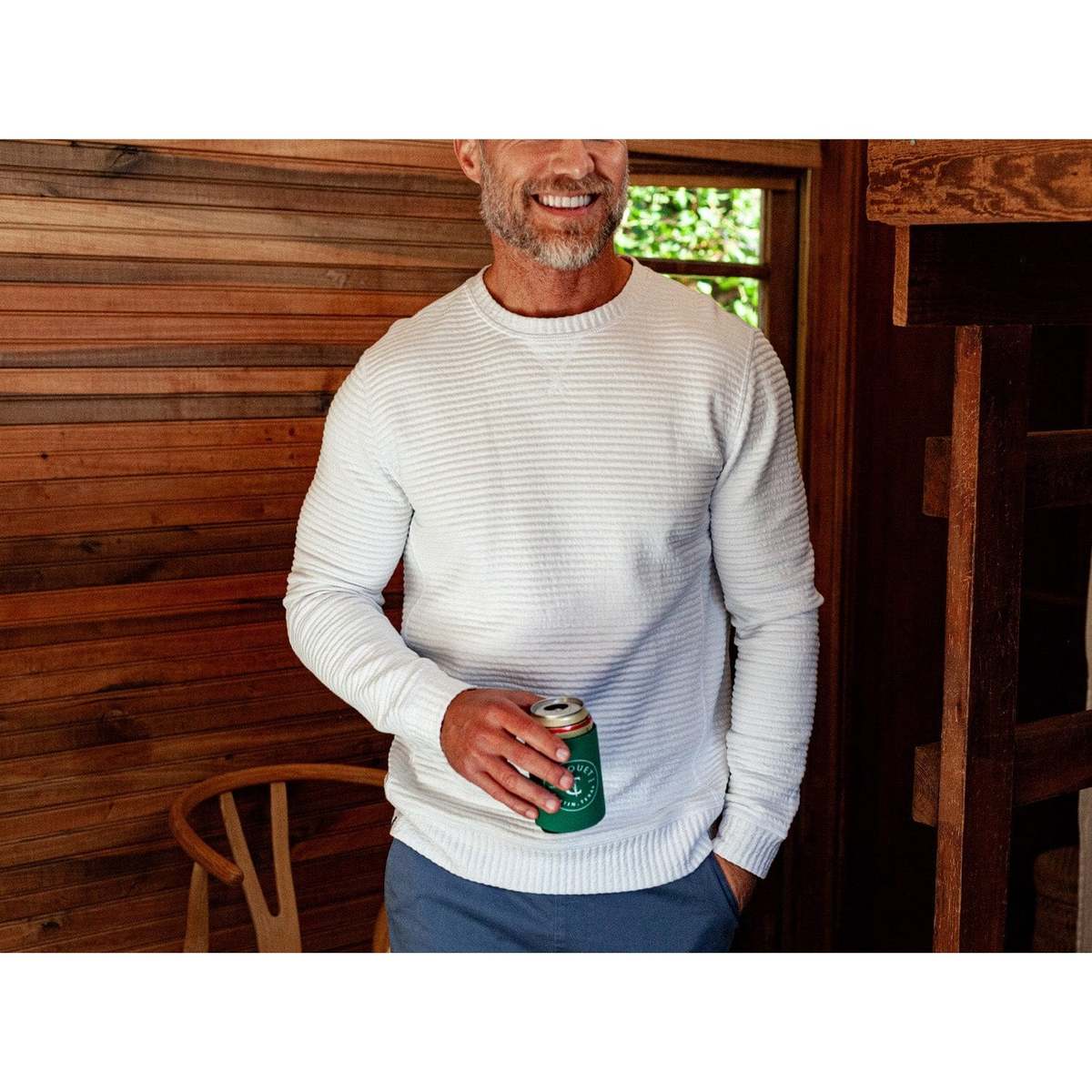 Criquet Quilted Crew Sweatshirt - Off White - Image 1 of 2