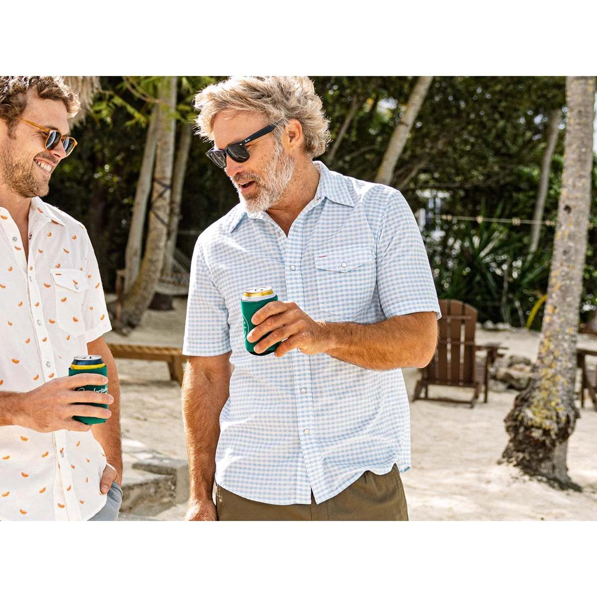 Criquet Short Sleeve Corduroy Pearl Snap Shirt - Gingham Print/Sky - Image 5 of 7