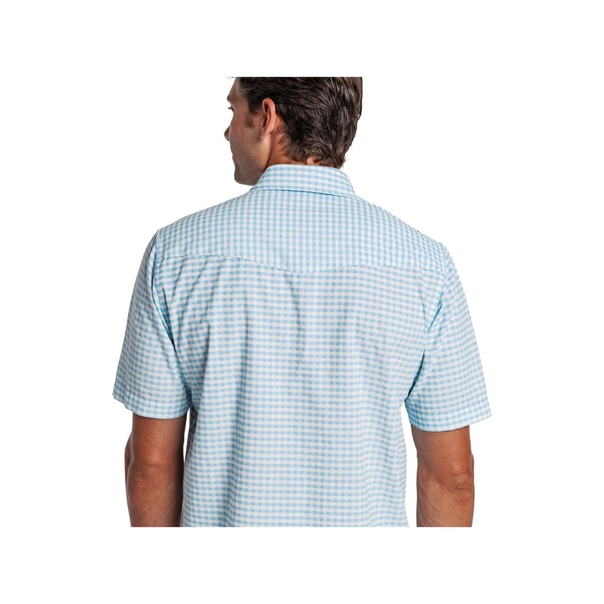 Criquet Short Sleeve Corduroy Pearl Snap Shirt - Gingham Print/Sky - Image 7 of 7