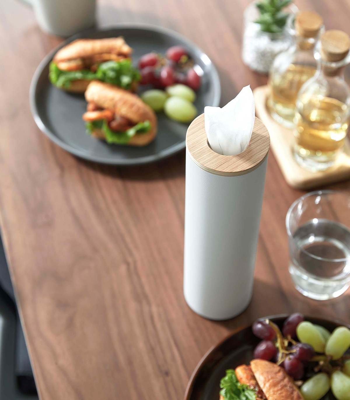 Yamazaki Home Round Tissue Case - Steel + Wood - Image 3 of 36