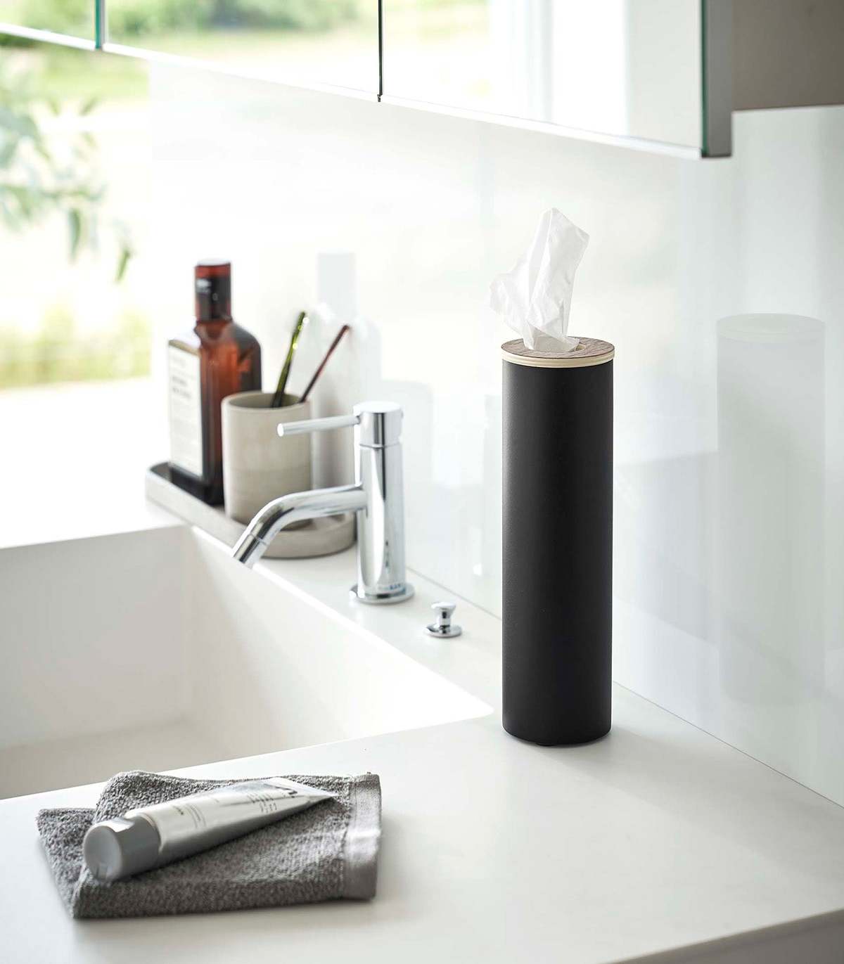 Yamazaki Home Round Tissue Case - Steel + Wood - Image 15 of 36