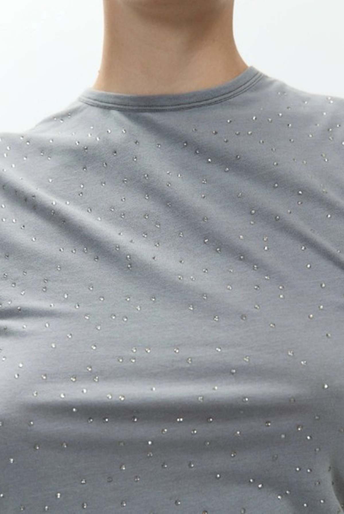 Alysi Jersey Top With Rhinestones - Gray - Image 2 of 2