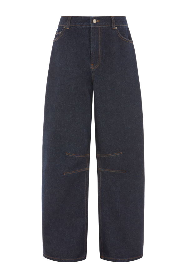 Aligne Mid Rise Rigid Barrel Jeans - Dark Denim