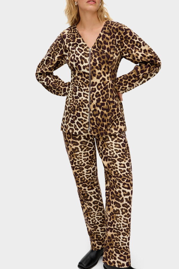 ALIGNE Toni Denim Jacket - Leopard Print