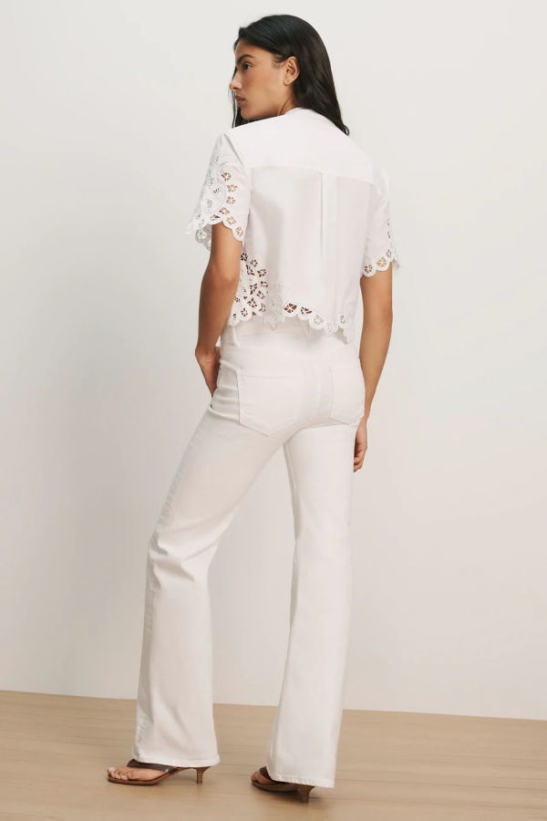 Veronica Beard Aleck Lace Button-Down Shirt - White