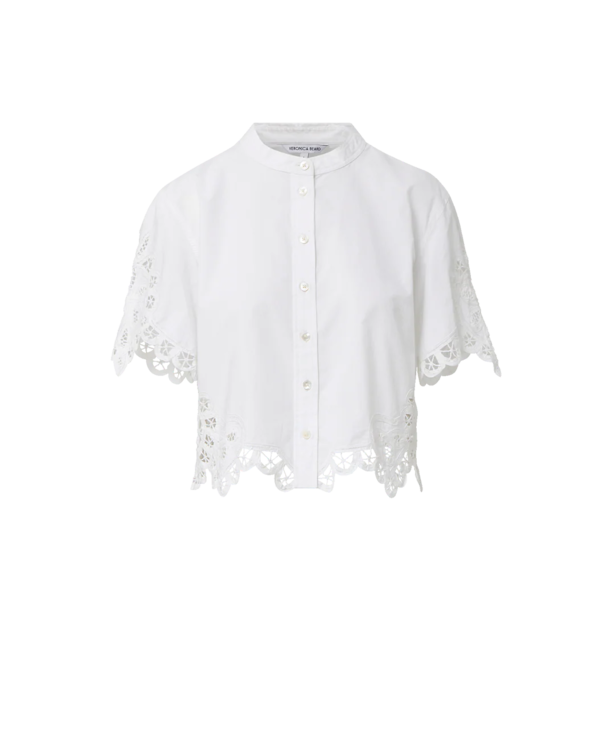 Veronica Beard Aleck Lace Button-Down Shirt - White
