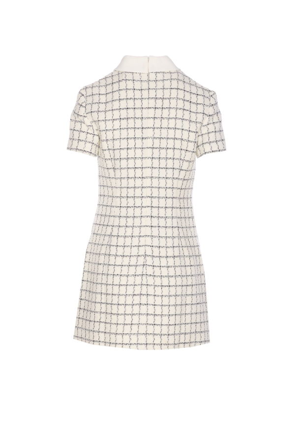 Self-Portrait Check Boucle Mini Dress - White