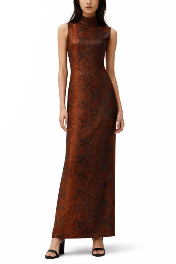 Jean Paul Gaultier Python Print Long Dress - Red