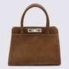 Fabiana Filippi Brown Suede Top Handle Bag - Brown - Thumbnail 1