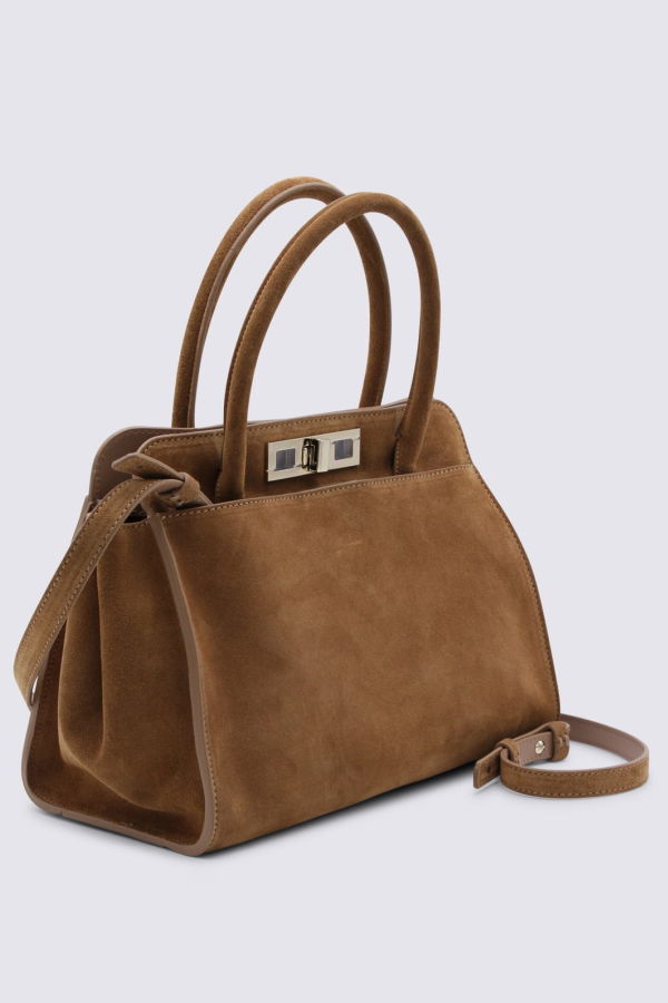 Fabiana Filippi Brown Suede Top Handle Bag - Brown