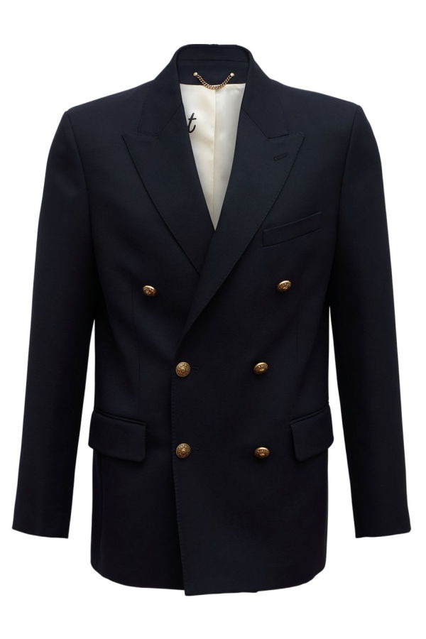 Golden Goose Double-Breasted Blazer With Gold-Tone Button - Blue