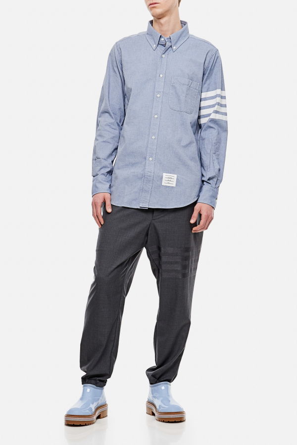 Thom Browne Classic 4bars Cotton Shirt - Clear Blue