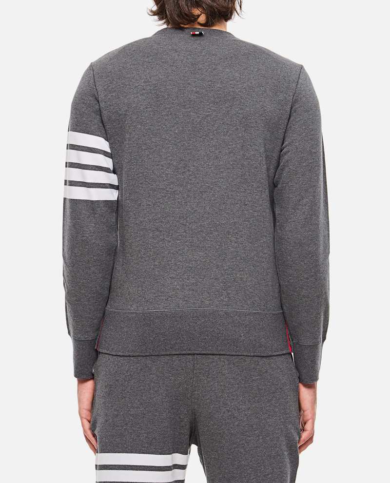 Thom Browne Classic Sweatshirt in Classic Loopback With Engineered 4 Bar - Gray