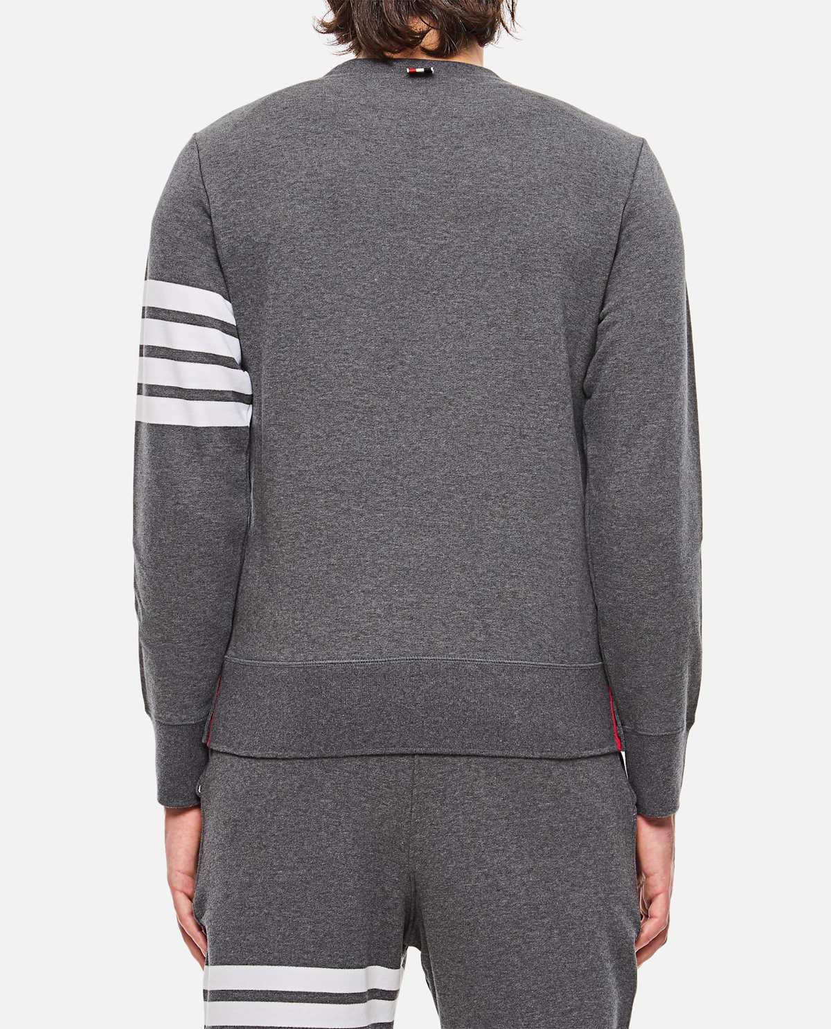 Thom Browne Classic Sweatshirt in Classic Loopback With Engineered 4 Bar - Gray - Image 3 of 4