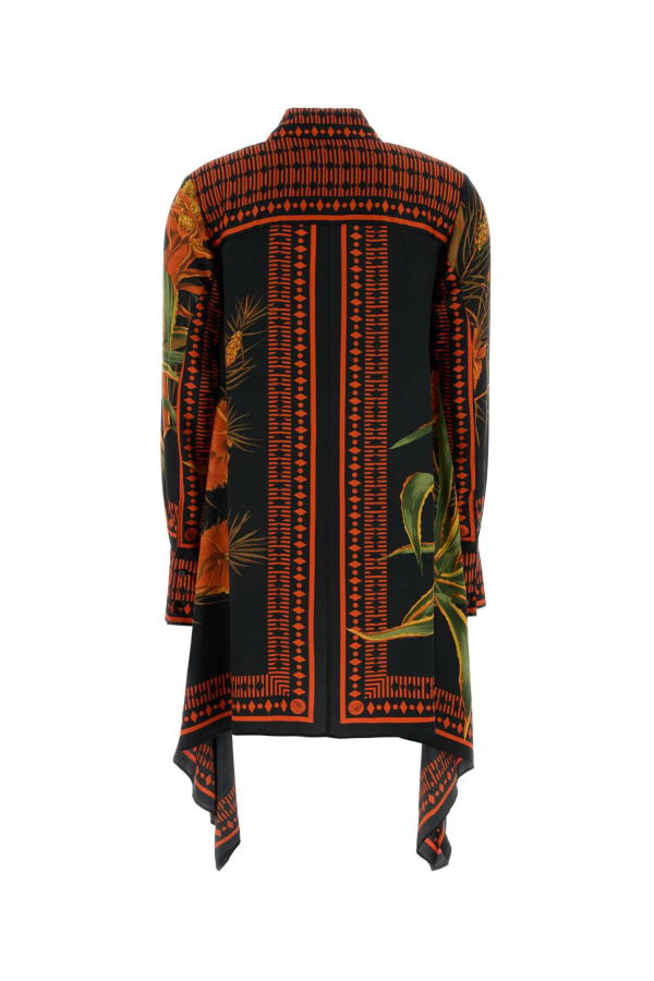 Blumarine Printed Twill Shirt Dress - Multi Black Orange