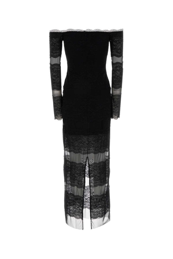 Blumarine Lace and Mesh Long Dress - Black