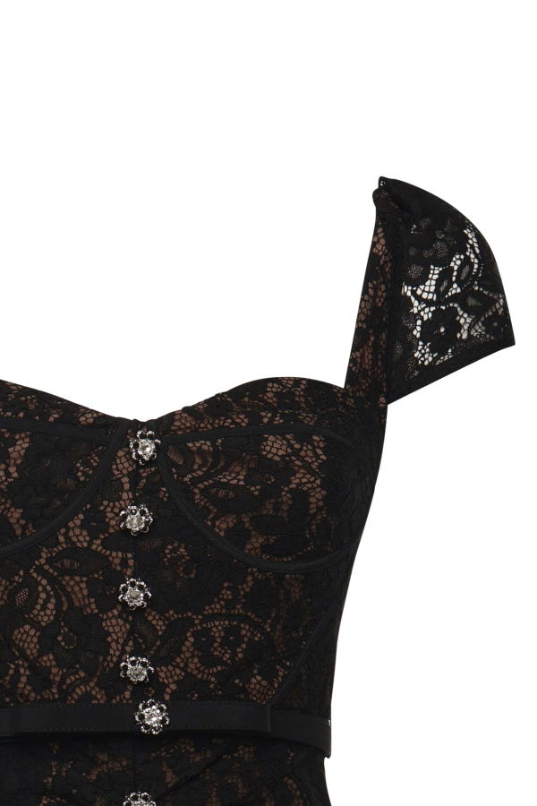 Self-Portrait Lace Midi Dress - Black