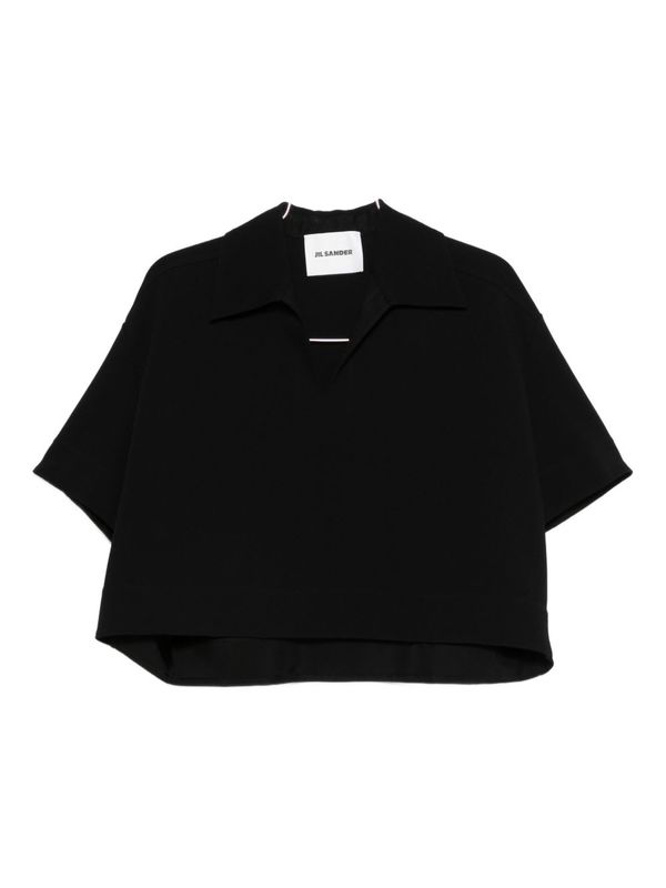 Jil Sander Cropped Polo Shirt - Black