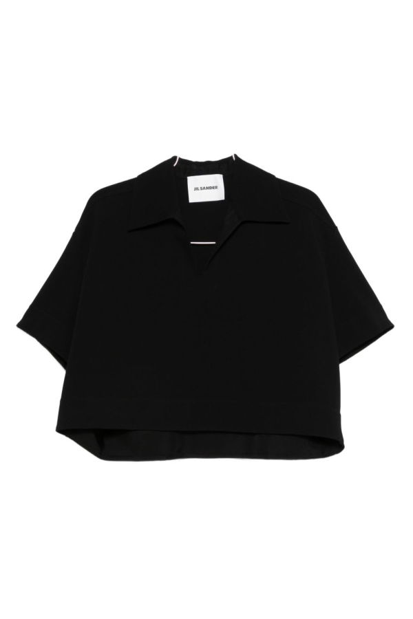 Jil Sander Cropped Polo Shirt - Black