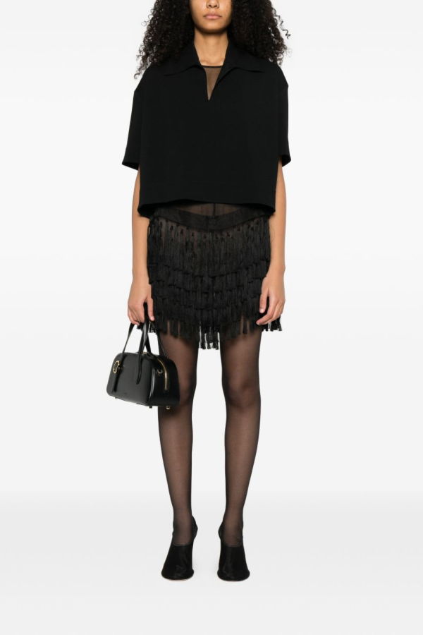 Jil Sander Cropped Polo Shirt - Black