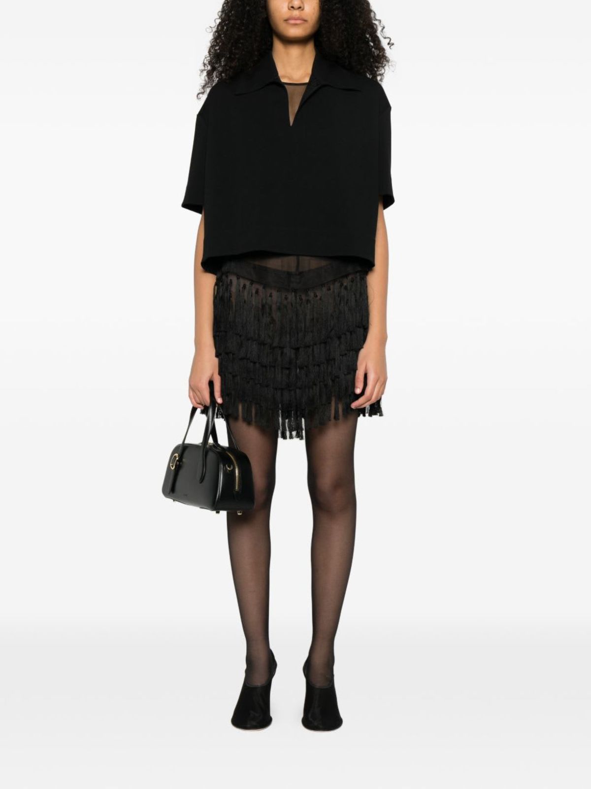 Jil Sander Cropped Polo Shirt - Black - Image 2 of 5