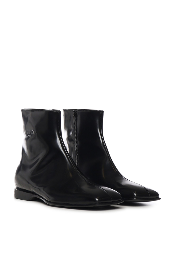 MM6 Maison Margiela Leather Ankle Boots - Black