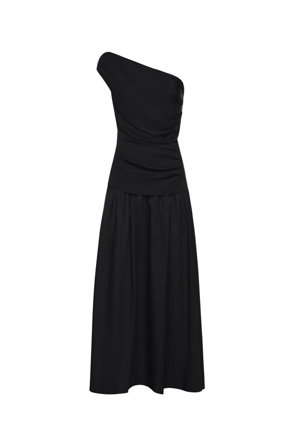 Self-Portrait Draped Knit Midi Dress - Black