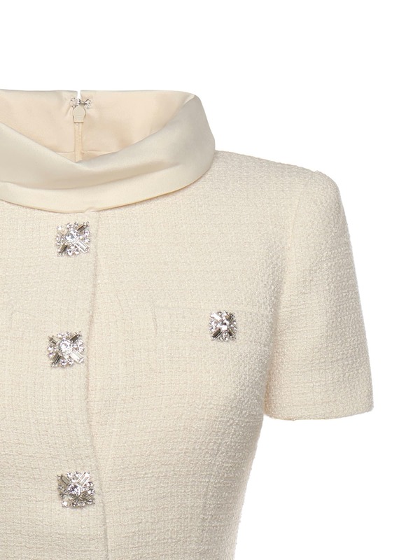 Self-Portrait Boucle Midi Dress - White