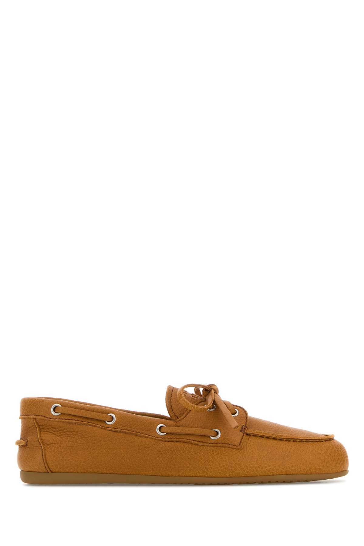 MIU MIU Orange Leather Loafers - Image 1 of 2