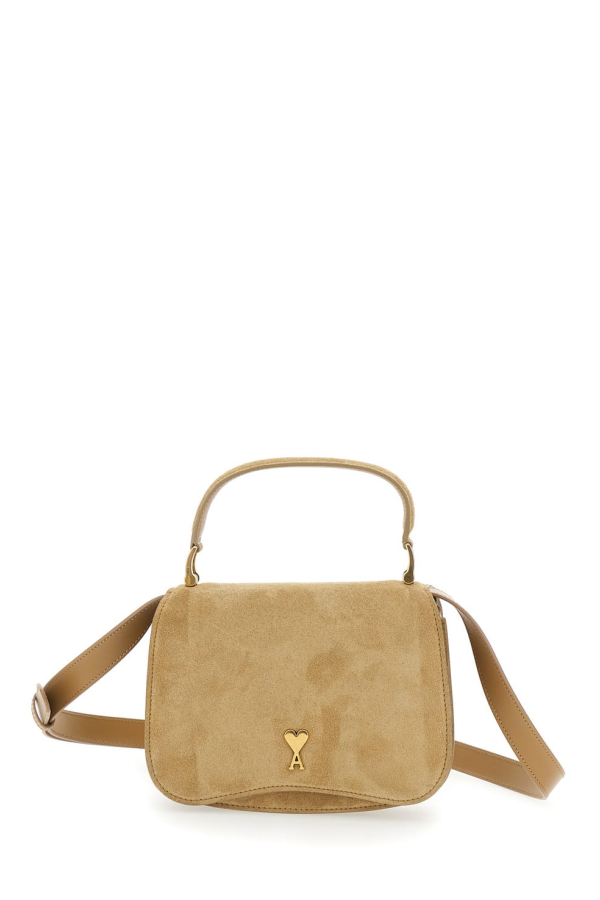 Ami Alexandre Mattiussi Handbag Paris With ADC Patch on the Front and Adjustable and Removable Suede Strap Tote - Beige