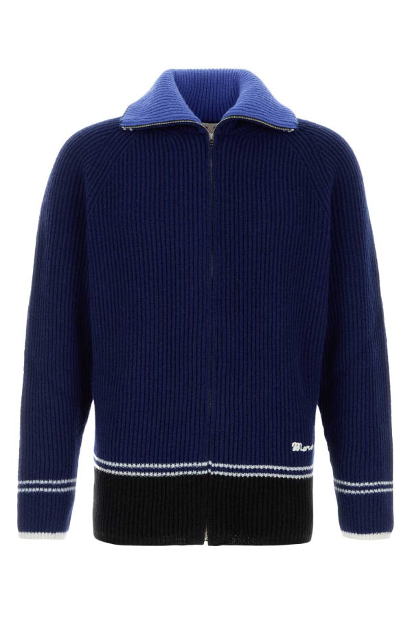 Marni Blue Wool Blend Cardigan