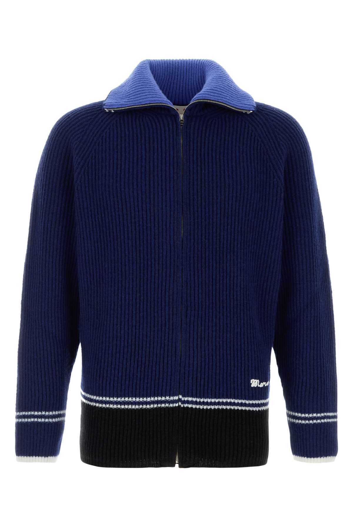 Marni Blue Wool Blend Cardigan - Image 1 of 2
