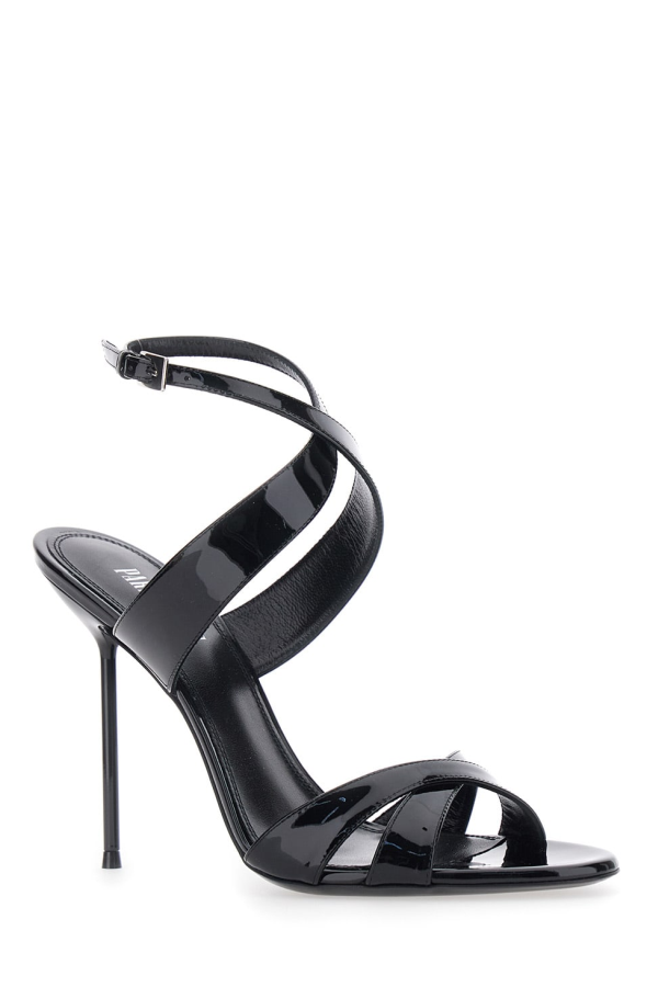 Paris Texas Lidia High Heel Sandals With Braided Ankle Strap and Stiletto Heel in Shiny Leather