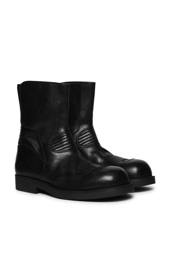 MM6 Maison Margiela Leather Biker Ankle Boots - Black