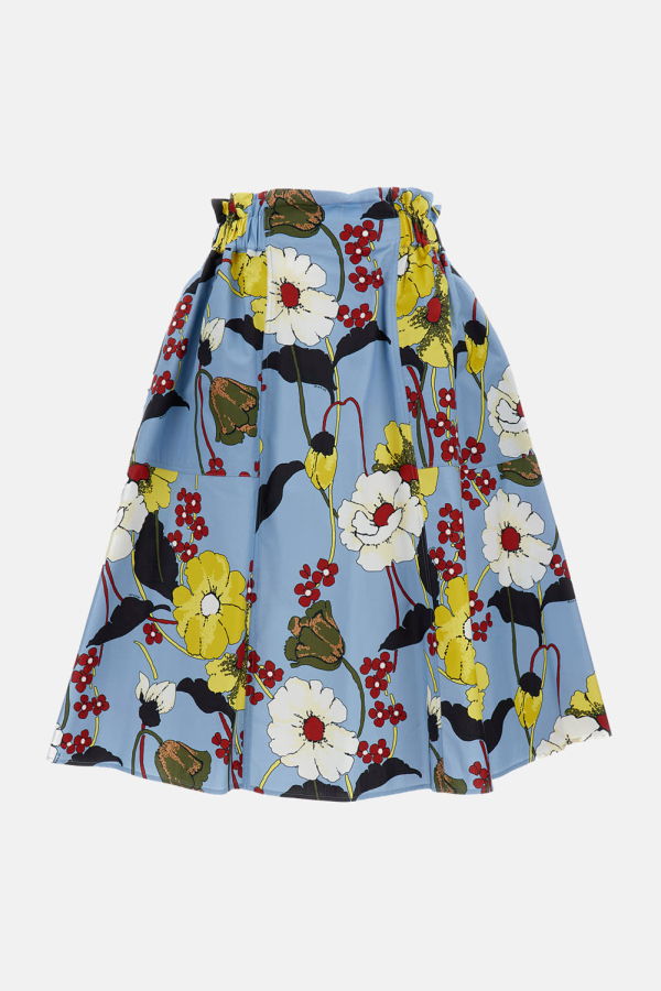 Marni Floral Printed Popline Midi Skirt - Multicolour
