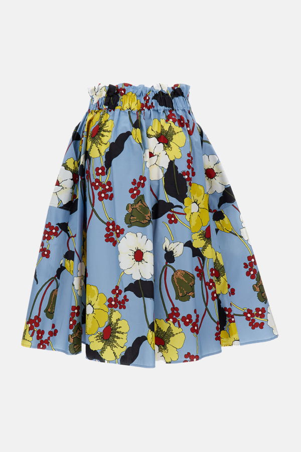 Marni Floral Printed Popline Midi Skirt - Multicolour