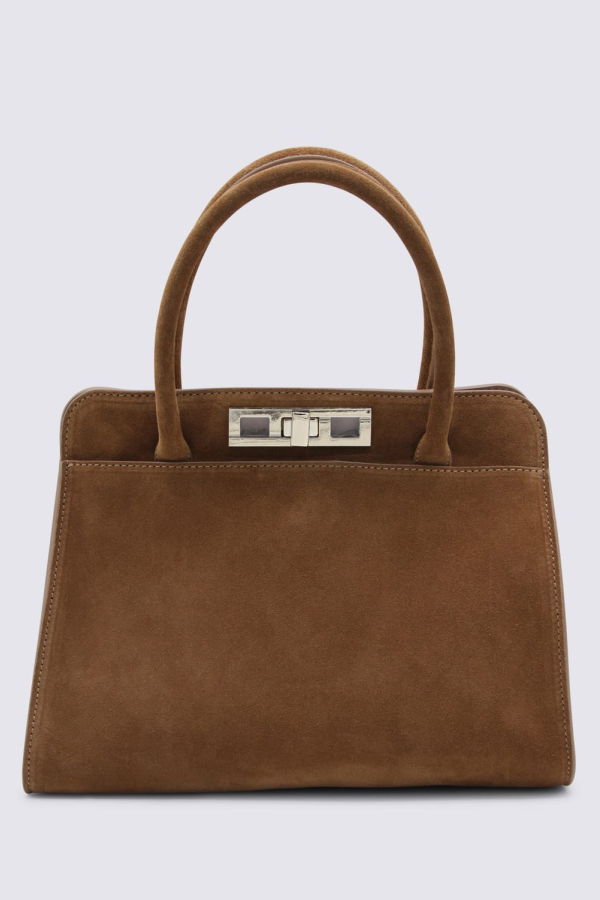 Fabiana Filippi Brown Suede Top Handle Bag - Brown