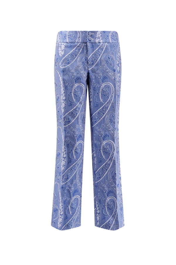 Etro Trousers With Iconic Print - Blue