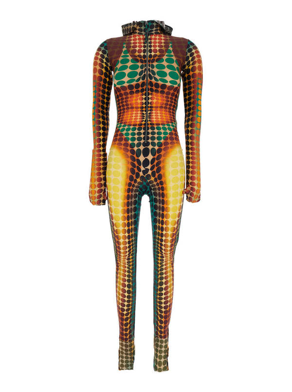 Jean Paul Gaultier One-Piece Jumpsuit With Hood and All-Over Print in Tech Fabric