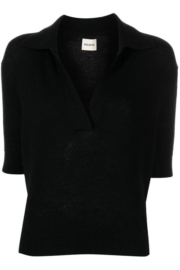 khaite Shrunken Cashmere Polo Shirt - Black