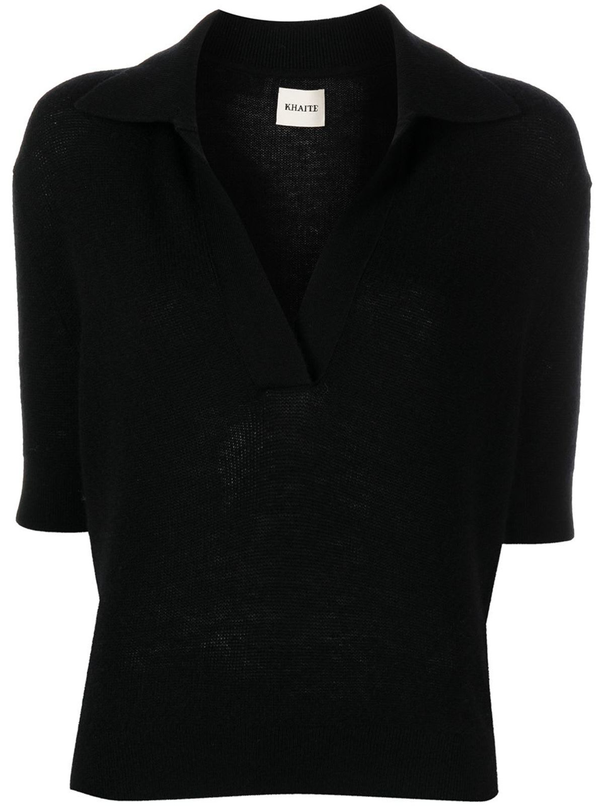 khaite Shrunken Cashmere Polo Shirt - Black - Image 1 of 5