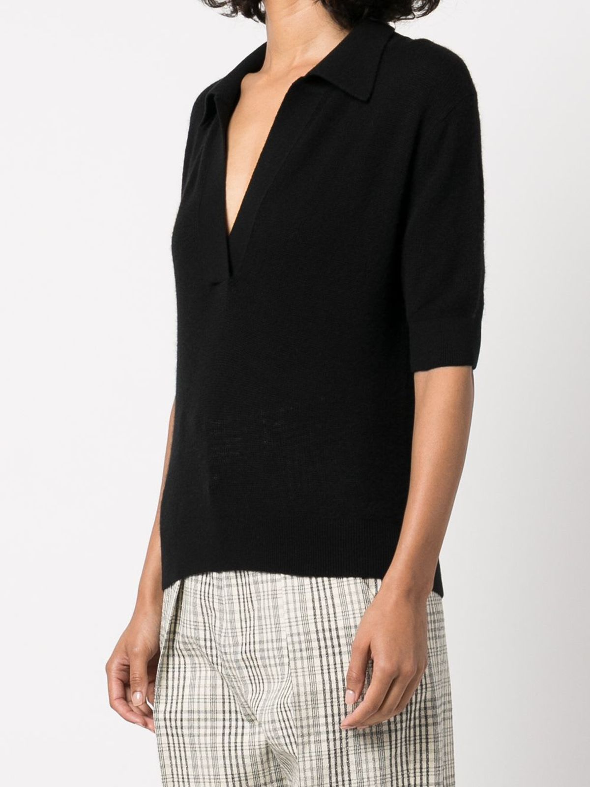 khaite Shrunken Cashmere Polo Shirt - Black - Image 4 of 5