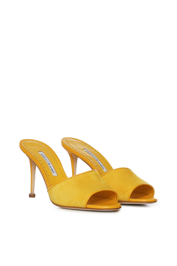 Manolo Blahnik Larache Suede Mules - Yellow