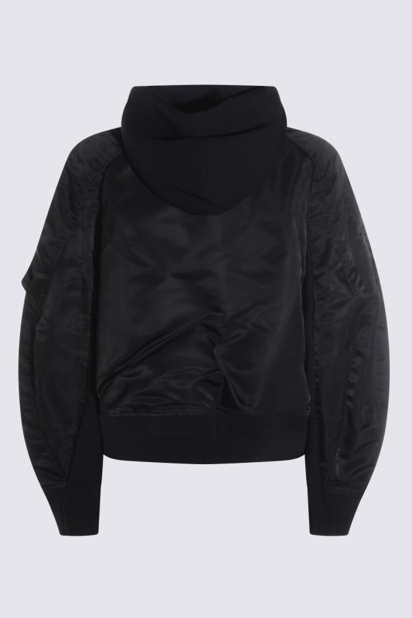 sacai Zip Front Cotton Sweatshirt - Black
