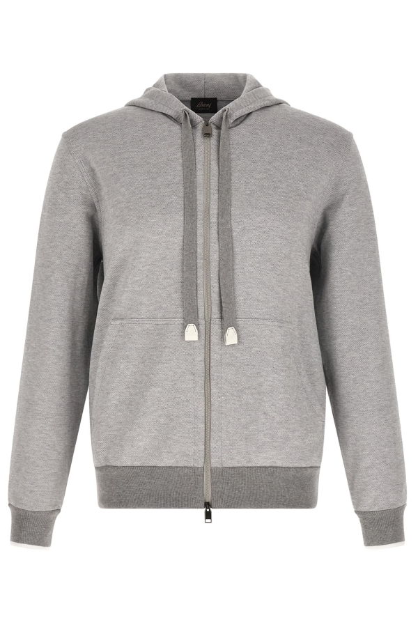Brioni Piquet Cotton Hoodie - Gray