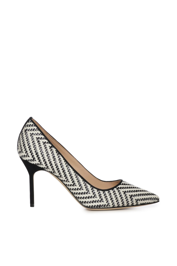 Manolo Blahnik Raffia And Leather Pumps - White